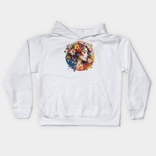 Whispers of Grace: A Quilled Kirigami Ode to Womanhood Kids Hoodie